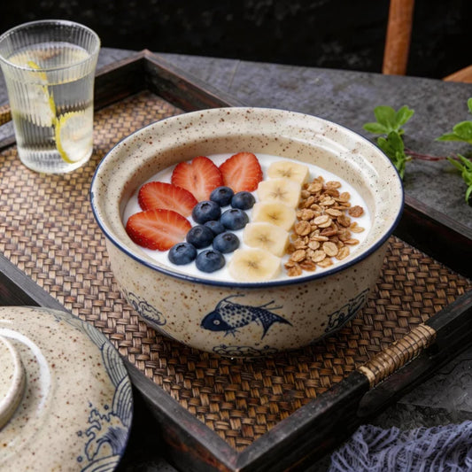 1pc 8.5-Inch Ceramic Bowl with Lid – Japanese-Style Ramen, Rice & Pasta Bowl – Microwave & Dishwasher Safe – Perfect for Home
