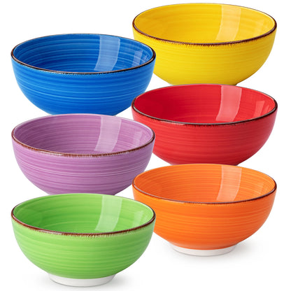 vancasso Bonita 6-Piece 380ML/820ML Porcelain Vintage Handpainted Ceramic Soup/Mixing/Fruit/Noodle/Ramen Large Serving Bowl Set