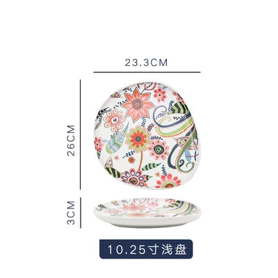Nordic Hand-painted Ceramic  Salad Plate Tableware Pizza Plate Ceramic Western Food Tray Pasta Bowl Snack Plate Fruits Plates