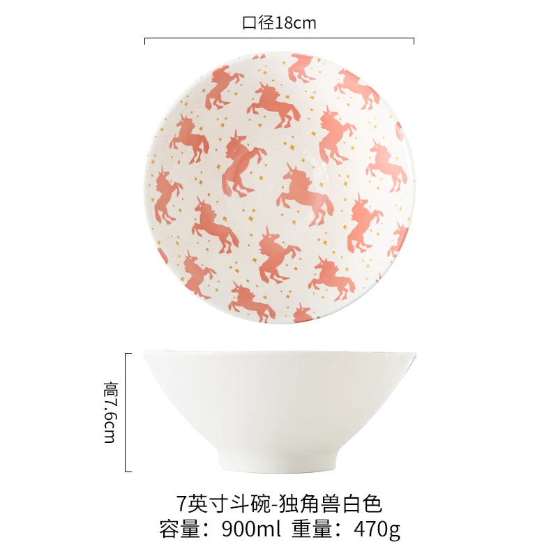 Ramen Bowl Household Soup Bowl Salad Bowl Ceramic Tableware Instant Noodle Bowl Ceramic Tableware