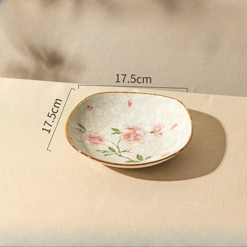Japanese Square Plate Ceramic Plate Dish Dish Household Plate Tableware Deep Rice Bowl Tableware