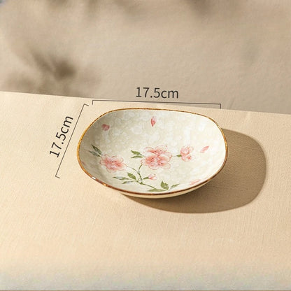 Japanese Square Plate Ceramic Plate Dish Dish Household Plate Tableware Deep Rice Bowl Tableware