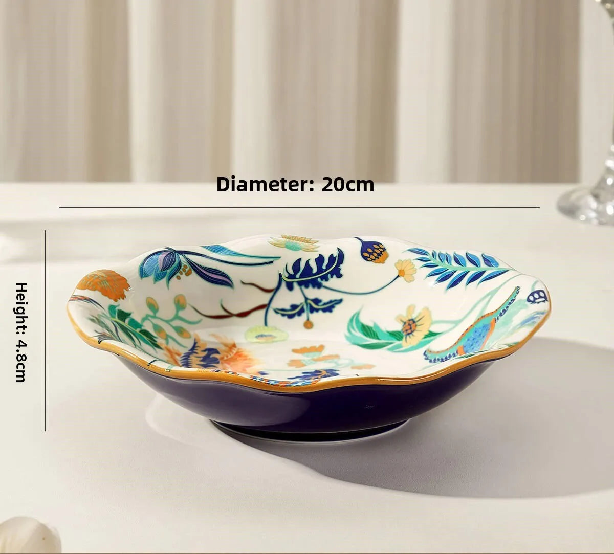 1PC New Chinese Retro Style Elegant Dinner Plates Beautiful Fruit Serving Dishes Durable Household Kitchen Tableware Supplies