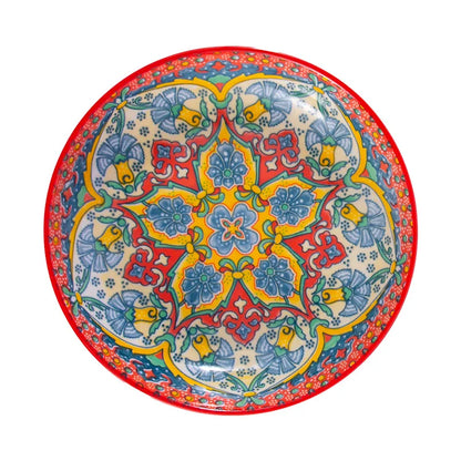 1pc Bohemian Style Ceramic Plate with High Aesthetic Value Home Creative 7-inch Fruit Plate Steak Plate Round Tableware