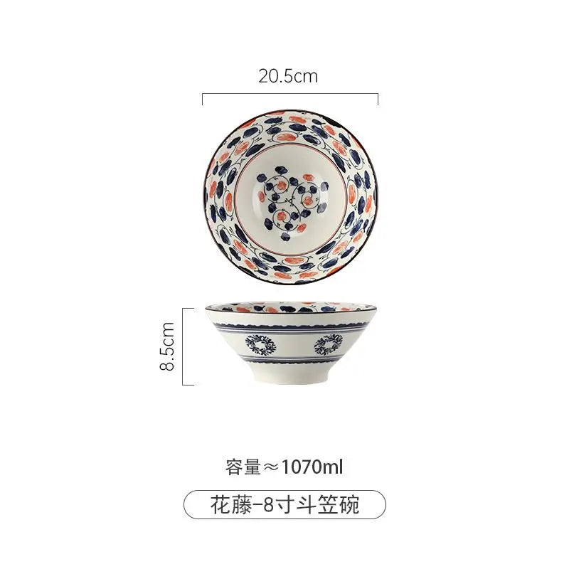 Ramen Bowl Household Soup Bowl Salad Bowl Ceramic Tableware Instant Noodle Bowl Ceramic Tableware