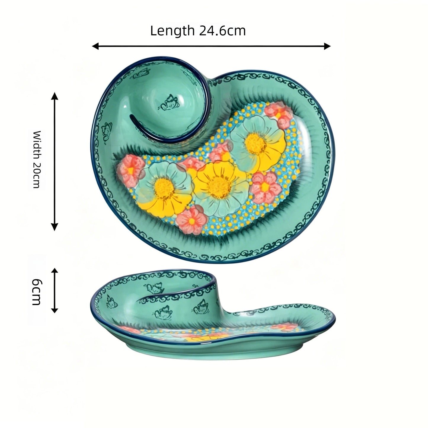 Snail Shaped Ceramic Dumpling Plate with Vinegar Compartment Divided Multifunctional Non Stick Tableware for Home Use