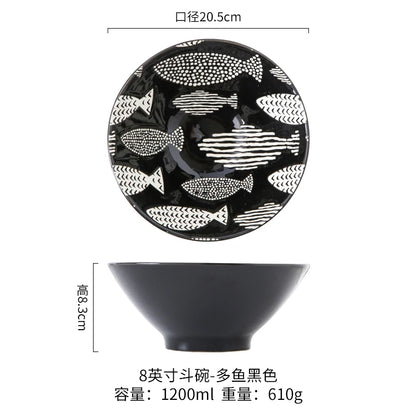 Ramen Bowl Household Soup Bowl Salad Bowl Ceramic Tableware Instant Noodle Bowl Ceramic Tableware