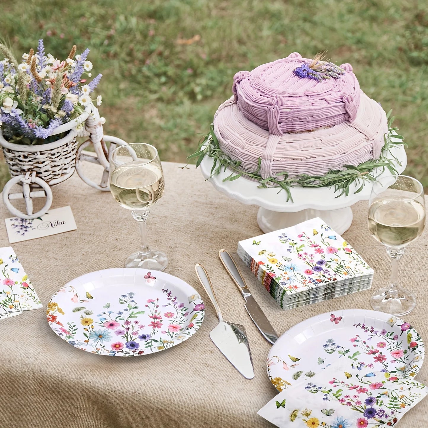 120pcs of Wildflower-Themed Paper Plates And Napkins, 9 Inches in Size, Perfect for Disposable Tableware at a Baby Shower, Spring Birthday