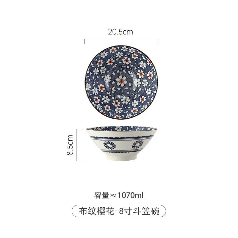 Ramen Bowl Household Soup Bowl Salad Bowl Ceramic Tableware Instant Noodle Bowl Ceramic Tableware