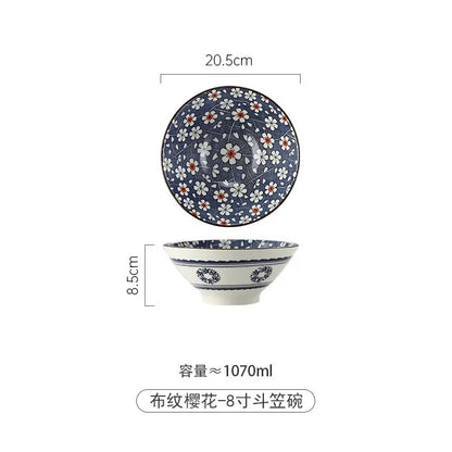 Ramen Bowl Household Soup Bowl Salad Bowl Ceramic Tableware Instant Noodle Bowl Ceramic Tableware