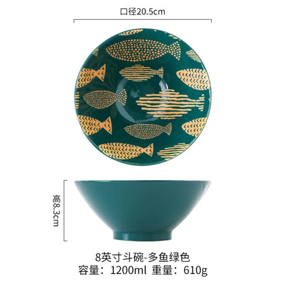 Ramen Bowl Household Soup Bowl Salad Bowl Ceramic Tableware Instant Noodle Bowl Ceramic Tableware