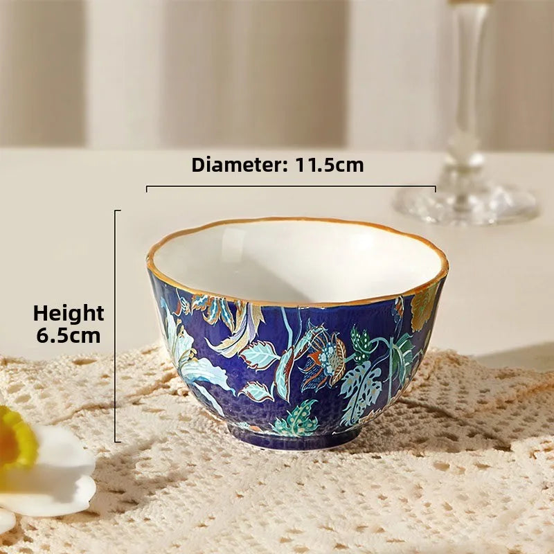 1PC New Chinese Retro Style Elegant Dinner Plates Beautiful Fruit Serving Dishes Durable Household Kitchen Tableware Supplies