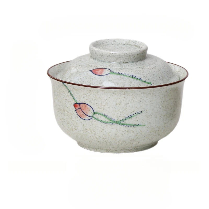 1pc 8.5-Inch Ceramic Bowl with Lid – Japanese-Style Ramen, Rice & Pasta Bowl – Microwave & Dishwasher Safe – Perfect for Home
