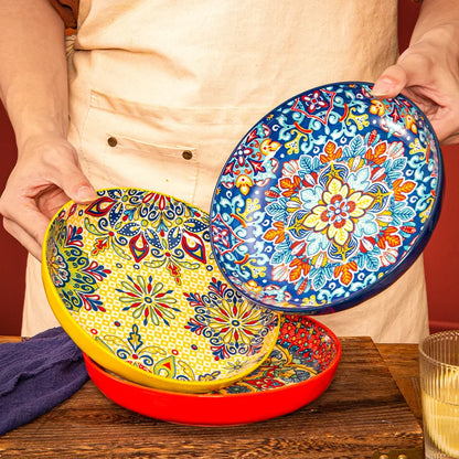 1pc Bohemian Style Ceramic Plate with High Aesthetic Value Home Creative 7-inch Fruit Plate Steak Plate Round Tableware
