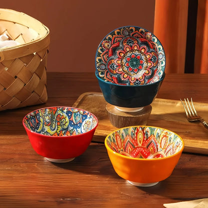 Bohemian ceramic bowls are versatile and perfect for cereals, soups, oatmeal, pasta, high-value fruit salad bowls, and are prefe