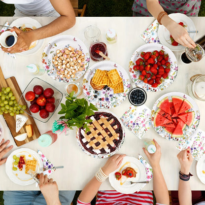 120pcs of Wildflower-Themed Paper Plates And Napkins, 9 Inches in Size, Perfect for Disposable Tableware at a Baby Shower, Spring Birthday
