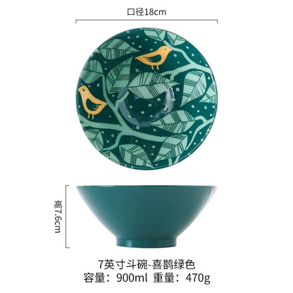 Ramen Bowl Household Soup Bowl Salad Bowl Ceramic Tableware Instant Noodle Bowl Ceramic Tableware