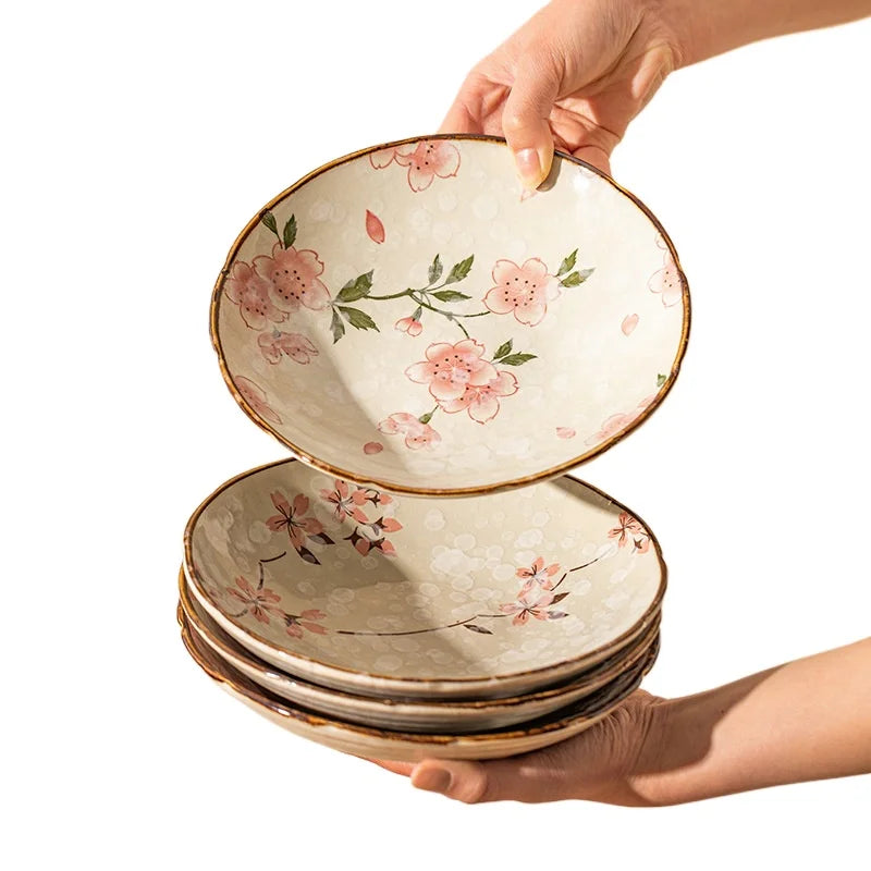 Japanese Square Plate Ceramic Plate Dish Dish Household Plate Tableware Deep Rice Bowl Tableware