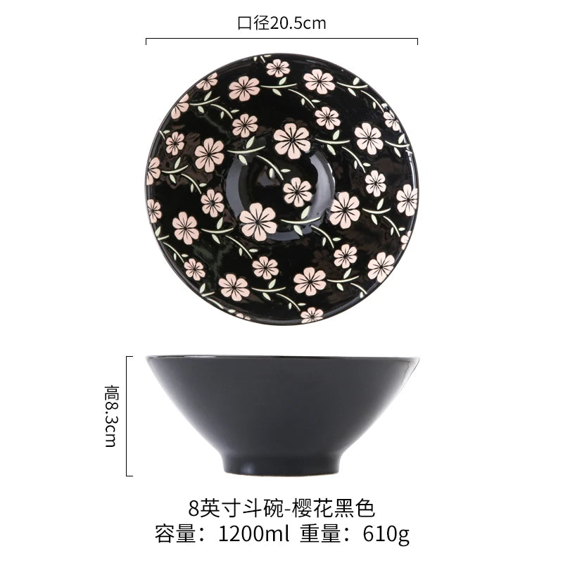 Ramen Bowl Household Soup Bowl Salad Bowl Ceramic Tableware Instant Noodle Bowl Ceramic Tableware