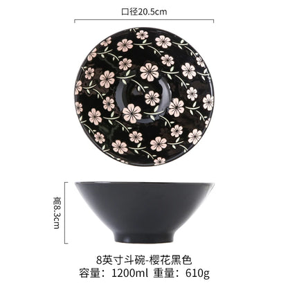 Ramen Bowl Household Soup Bowl Salad Bowl Ceramic Tableware Instant Noodle Bowl Ceramic Tableware