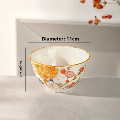 1PC New Chinese Retro Style Elegant Dinner Plates Beautiful Fruit Serving Dishes Durable Household Kitchen Tableware Supplies