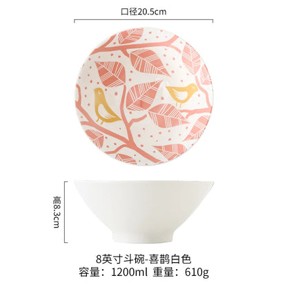 Ramen Bowl Household Soup Bowl Salad Bowl Ceramic Tableware Instant Noodle Bowl Ceramic Tableware