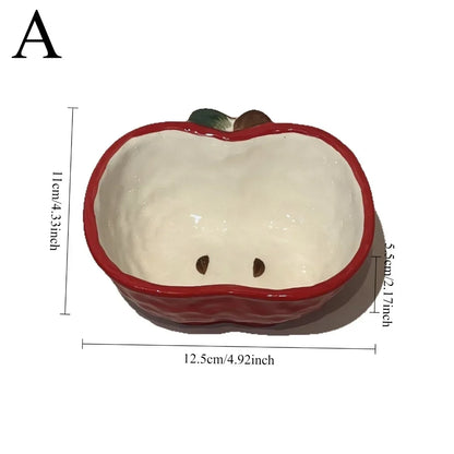 Cute Creative Apple Modeling Ceramic Dishes Kitchen Yogurt Bowls Salad Bowls Seasoning Dishes Table Decoration.