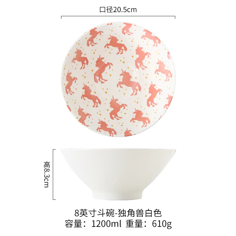 Ramen Bowl Household Soup Bowl Salad Bowl Ceramic Tableware Instant Noodle Bowl Ceramic Tableware