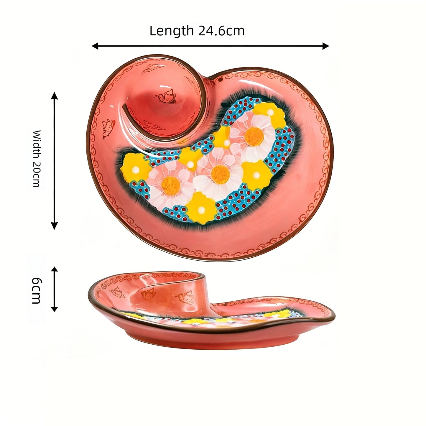 Snail Shaped Ceramic Dumpling Plate with Vinegar Compartment Divided Multifunctional Non Stick Tableware for Home Use