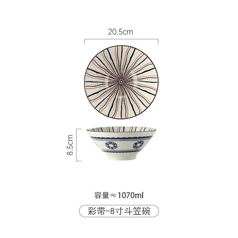 Ramen Bowl Household Soup Bowl Salad Bowl Ceramic Tableware Instant Noodle Bowl Ceramic Tableware