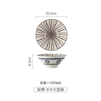 Ramen Bowl Household Soup Bowl Salad Bowl Ceramic Tableware Instant Noodle Bowl Ceramic Tableware