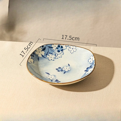Japanese Square Plate Ceramic Plate Dish Dish Household Plate Tableware Deep Rice Bowl Tableware