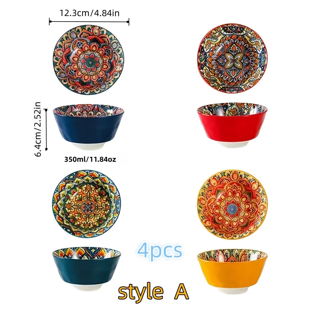 Bohemian ceramic bowls are versatile and perfect for cereals, soups, oatmeal, pasta, high-value fruit salad bowls, and are prefe