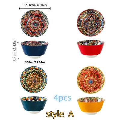 Bohemian ceramic bowls are versatile and perfect for cereals, soups, oatmeal, pasta, high-value fruit salad bowls, and are prefe