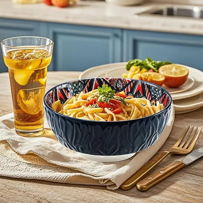 Bohemian ceramic bowls are versatile and perfect for cereals, soups, oatmeal, pasta, high-value fruit salad bowls, and are prefe