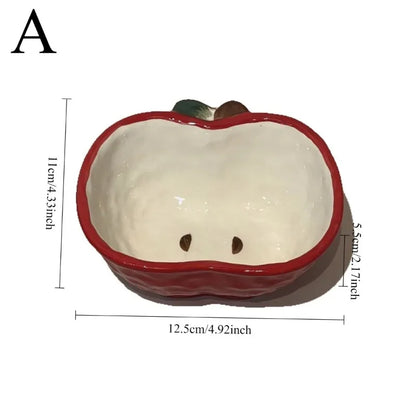 Cute Creative Apple Modeling Ceramic Dishes Kitchen Yogurt Bowls Salad Bowls Seasoning Dishes Table Decoration.