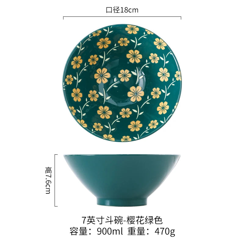 Ramen Bowl Household Soup Bowl Salad Bowl Ceramic Tableware Instant Noodle Bowl Ceramic Tableware