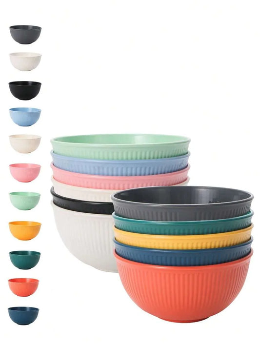 4/11pcs Plastic bowl, reusable and durable, suitable for camping picnic kitchen, microwave and dishwasher safe