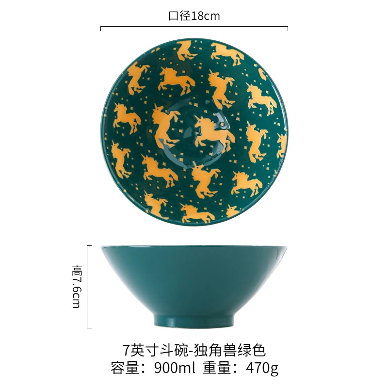 Ramen Bowl Household Soup Bowl Salad Bowl Ceramic Tableware Instant Noodle Bowl Ceramic Tableware