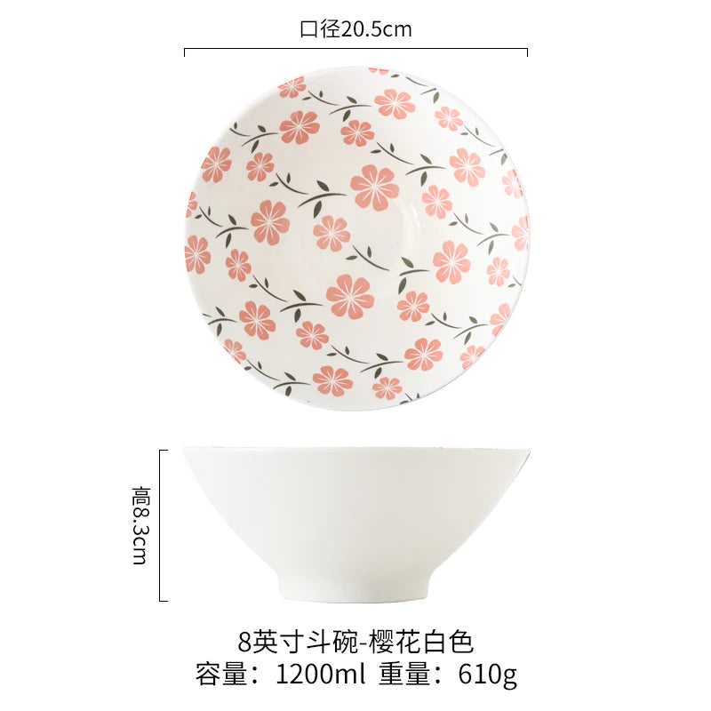 Ramen Bowl Household Soup Bowl Salad Bowl Ceramic Tableware Instant Noodle Bowl Ceramic Tableware