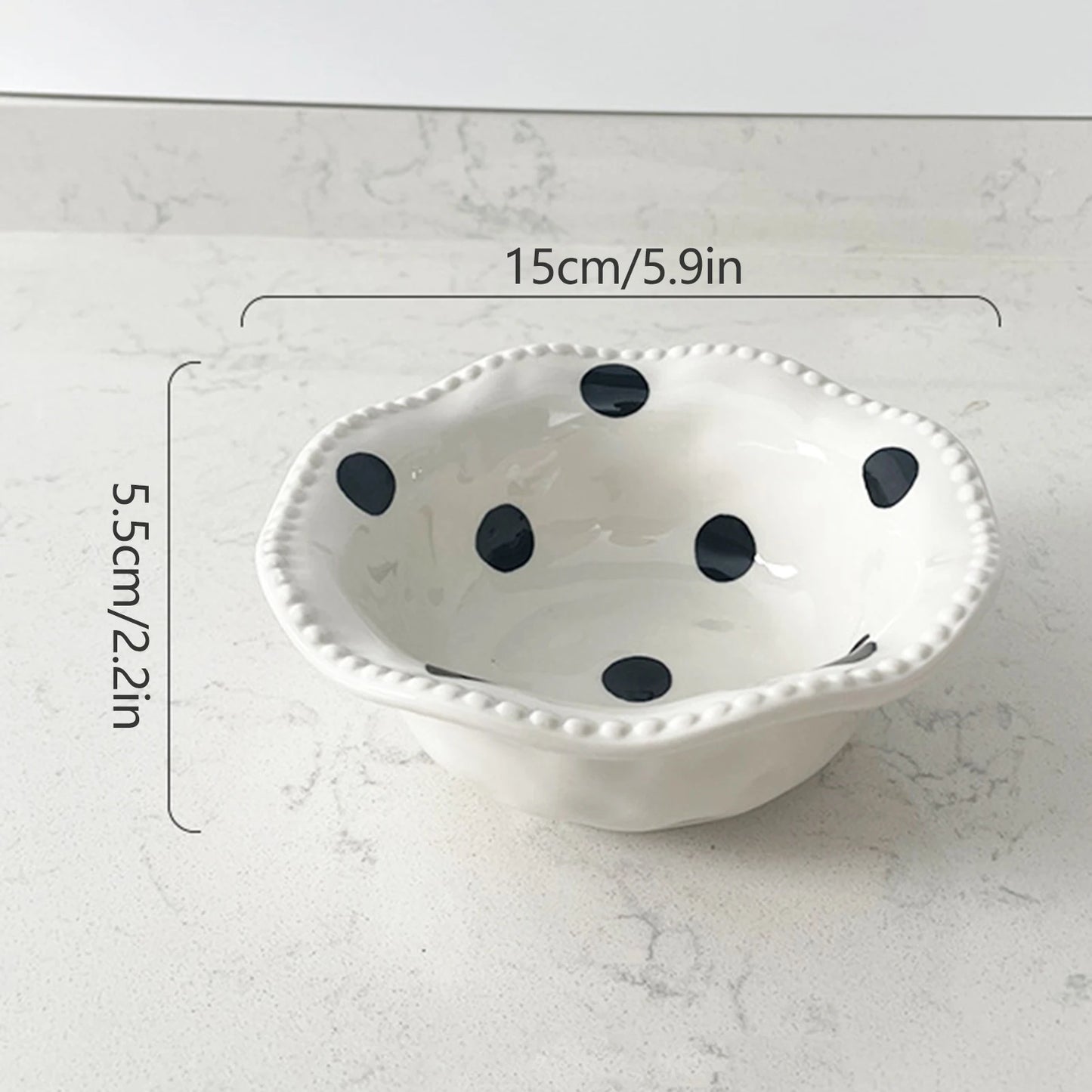 Ceramic Polka Dot Bowls Delicate Handmade Fruit Salad Bowls for Wedding Housewarming Gift