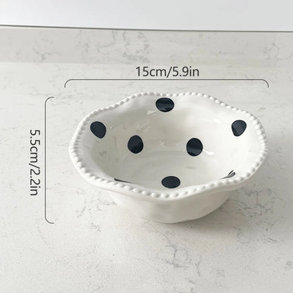 Ceramic Polka Dot Bowls Delicate Handmade Fruit Salad Bowls for Wedding Housewarming Gift