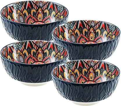 Bohemian ceramic bowls are versatile and perfect for cereals, soups, oatmeal, pasta, high-value fruit salad bowls, and are prefe