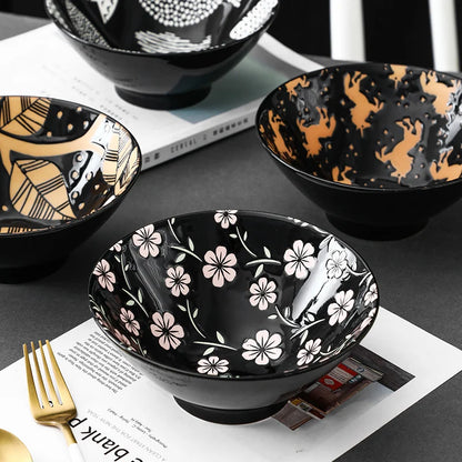 Ramen Bowl Household Soup Bowl Salad Bowl Ceramic Tableware Instant Noodle Bowl Ceramic Tableware