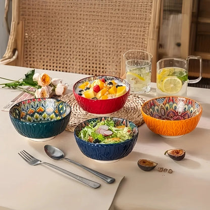 Bohemian ceramic bowls are versatile and perfect for cereals, soups, oatmeal, pasta, high-value fruit salad bowls, and are prefe