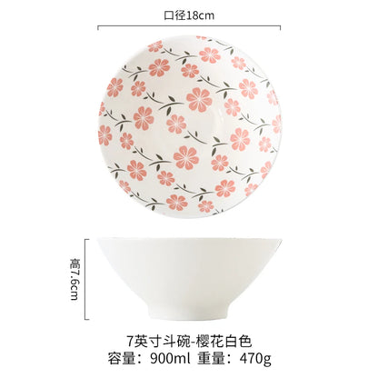 Ramen Bowl Household Soup Bowl Salad Bowl Ceramic Tableware Instant Noodle Bowl Ceramic Tableware