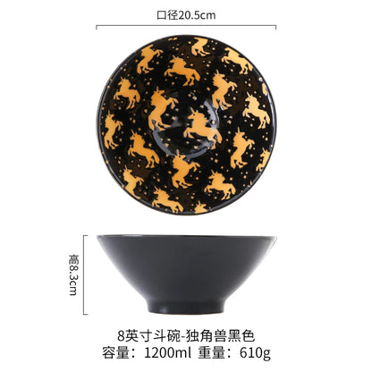 Ramen Bowl Household Soup Bowl Salad Bowl Ceramic Tableware Instant Noodle Bowl Ceramic Tableware