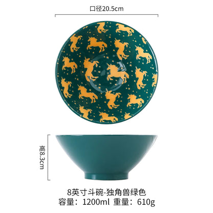 Ramen Bowl Household Soup Bowl Salad Bowl Ceramic Tableware Instant Noodle Bowl Ceramic Tableware