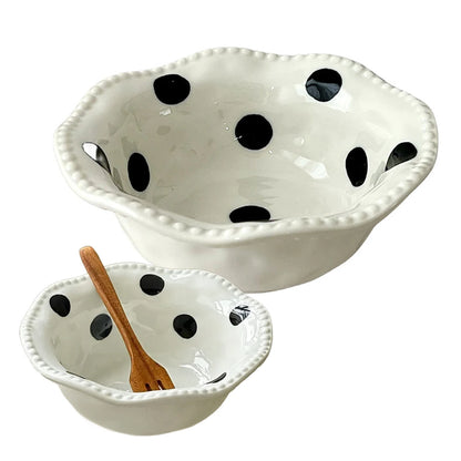 Ceramic Polka Dot Bowls Delicate Handmade Fruit Salad Bowls for Wedding Housewarming Gift