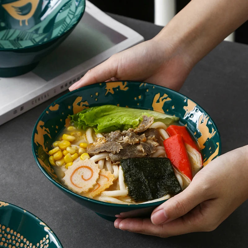 Ramen Bowl Household Soup Bowl Salad Bowl Ceramic Tableware Instant Noodle Bowl Ceramic Tableware